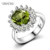 Cluster ringen 925 Sterling zilveren ring bloem met peridot stenen glanzende luxe bruiloft verloving voor vrouwen sieraden