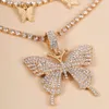 Collier chaîne Simple et exquis incrusté de diamants pour femmes, mélange créatif avec costume papillon en diamant, 1272435