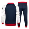 Mens Tracksuit Set Two Piece Sports Wear Fashion Colorblock Jogging Suit Autumn Winter Outfits Gym CLothes 220215