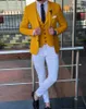 Anniebritney gele herenpakken voor bruiloft 2021 set op maat gemaakte slanke fit blazer met broek bruidegom pakken smoking mantel herenpakken x0909