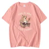 Crewneck Vintage Man T-shirts Spring Summer T-shirt Bear Eat Pizza Hur jag klipper kolhydrater tryckt toppar överdimensionerade märke tee skjortor man y0809