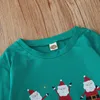 Xmas crianças roupas tops tees bebê meninas primavera outono moda verde natal santa impresso pescoço circular mangas compridas grandes camisola infantil