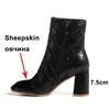Meotina Kadınlar Ayak Bileği Çizmeler Ayakkabı Hakiki Deri Yüksek Topuk Kısa Çizmeler Fermuar Tıknaz Topuklu Bayanlar Çizmeler Sonbahar Kış Bej Siyah 210520