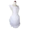 Aprons T3EA Womens Girls Ruffles Outline Retro White Apron Adjustable Victorian Bib Maid Cosplay Kitchen Cake Baking Cooking Cleaning