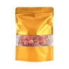 4 Colors Reclosable Stand Up Mylar Foil Bag with Clear Window For Chocolate Nuts Packaging Self seal Storage Embossed Aluminum Bag LX4328