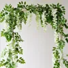 7ft 2m finestra di decroazione della festa di nozze Stringa di fiori Glicine artificiale Vite Ghirlanda Piante Fogliame Outdoor Home Trailing Flower Fake Hanging Wall Decor