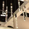 Современный Loft LED Chanselier K9 Crystal Chrome Duplex Stair Люстра Гостиная Отель Потолочный Потолок Висит Светильник Роскошный Подвесной Лампа