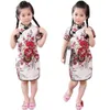 Rose Floral Baby Mädchen Qipao Kleid Chinesische Traditionelle Chi-pao Mode Neujahr Kinder Kleider Kinder Cheongsam Leinen Kleidung Q0716