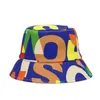 Sombreros de cubo con estampado de letras de arcoíris de verano para mujer, sombrero de pescador con protección solar para exteriores, moda Hip Hop para hombre, Panamá