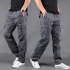 New Autumn Winter Men Cargo Loose Army Green Pants Multi-Pocket Bocks