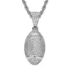 Mode Sports Seri Rugby Voetbal Hanger Ketting Iced Out Zirconia Sier Vergulde Sieraden Hip Hop Rap Chain Necklac