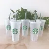 2022 Starbucks 24 unz/710 ml plastikowe kubki kubka wielokrotnego użytku przezroczyste picie Płaskie dolne filar Kształt Słaska Kubki Kubek Nowy gorący produkt do fabrycznej sprzedaży bezpośredniej Abgpe