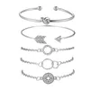 Vintage 5 st/set armband för kvinnor damer runt geometriska design armband kristallsten smycken tillbehör 4079