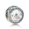 Perle de charme de coeurs rayonnants multicolores en argent sterling 925 convient aux bracelets porte-bonheur de bijoux de style européen Pandora