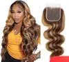 Highlight Human Hair Lace Closure 4X4 Transparent Lace Straight And Body wave