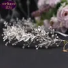 葉の花の結婚式ティアラクイーンバロック様式のクリスタルブライダルヘッドウェアクラウンラインストーン結婚式ジュエリーヘアアクセサリーダイヤモンドブライダルヘッドピース