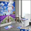 Shower Curtains Bathroom Aessories Bath Home & Garden Rural Plant Flowers Curtain Colorf Floral Rose Sunflower Decor Toilet Rugs Indoor Mats