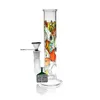 D&K glass water bong straight small smoke hookah and metal bowl for water pipe smoking Color Sticker 195mm/7.68 inches
