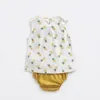 Traje de bebé nacido Ifant Kids Girl Boy Ropa 2 unids / set Set Camisas sin mangas de verano + Trajes de monos de correa 210521