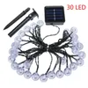 6.5M 30 LED Solar String Ball Lights Outdoor Waterproof Warm White Garden Christmas Tree Decorations