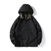 Bär på båda sidor Black Hoodies Streetwear Military Camouflage Jacket Män Koreanska Stil Fashions Sweatshirt Harajuku Kläder Y0809