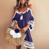 Beach Dress Women Off Shoulder Tassel Short Cocktail Party Dresses Sundress Sexy Vestidos Playa Robe De Plage Women's Swimwear