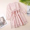 Automne Mère Fille Robes Assorties Famille Ensemble Maman Bébé Maman Et Moi Vêtements À Manches Longues Col En V Femmes Filles Robe 210724