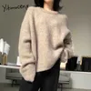 Yitimuceng Frau Pullover Langarm Mohair Acryl Gestrickte Pullover Winter Kleidung Herbst Koreanische Tops Japanische Mode 210601