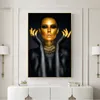 Schwarzgold Frau Dekoration Gemälde Wandkunst Bilder auf Leinwand Cuadros Poster Raumdekoration Moderne dekorative Drucke ohne Rahmen