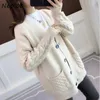 Neploe Trendy Fashion Autumn New Cardigans V Neck Twist Long Sleeve Multicolor Button Sweater Loose All Match Thicken Coast 210423