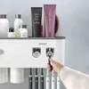 Suporte para escova de parede com 2 dentífricos Dispenser Dispensador Banheiro de perfuração para casa acessórios para banheiro impermeável 211224