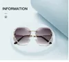 2021 Oversized Rimless Brand Sunglasses Women Vintage Sexy Diamond Square Luxury Design Sun Glasses For Women zonnebril