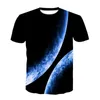 Męska koszulka męska Casual Top Universe Sci-Fi Planet Lato 3dt-shirty Moda O-Neck Koszula Duży Rozmiar Streetwear X0621