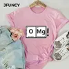 JFUNCY OMG Eğlenceli Kimya Elemanı Periyodik Masa Grafiği Kadın Tee Tops 100% Pamuk Yaz Kadın T-shirt Artı Boyutu Kadın Gömlek Y0629