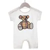 Retail/wholesale born 0-12M baby plaid bear Rompers onesies cotton thin jumpsuit one-piece bodysuits toddle infant kids designer clothes