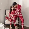 Sanderala Sexy Kobiety Człowiek Piżamy Zestawy Drukuj Żuraw Piżamy Casual Homewear Family Para Nightwear X0526