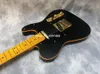 Custom Matte Black Electric Guitar Yellow Binding, Tremolo Bridge, Maple Fingerboard, Dot Inlay, Gold Hardware