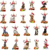 2021 Drewniany Cute Dog Christmas Ornament Drzewo Wiszące Sign Statues Dekoracje Xmas Shatterproof Figurki Ball Decor Party Diy Prezenty