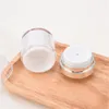 15 30 50 G ML bottles Pearl White Acrylic Airless Round Vacuum Lotion Cream Jar 0.5Oz 1Oz 1.7Oz Cosmetic Press Refillable Air Pump Makeup Container For Packaging Travel