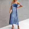 Moda estiva tie-dye sexy tube top halter abito femminile vestido Stampa A-Line Beach dress donna boho lungo maxi abito 210514