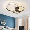 Ronde LED plafondlamp Decoratie voor slaapkamer woonkamer zwarte glans dimbare cirkel kroonluchter verlichting van binnen verlichtingsarmaturen lichten