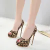 Dress Shoes Women's 2021 Sexy Leopard Print Fish Mouth Women High Heel Suede Water Platform Stiletto Pumps Wedding Bride