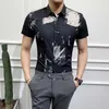 Lato Zsunął Koszule Mężczyźni Krótki Rękaw Slim Streetwear Koszulki Chiński Styl Męski Biznesowy Formalny Sukienka Koszulki Społeczne Party Topy 210527
