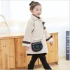 Cute Girls Long Style Woolen Coats With Pearl Button Fall Winter Children Jackets Kids Girl Outwear 2-7 Years