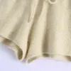 Pantaloncini da lavoro a maglia con coulisse in vita da donna primaverili Pantaloni larghi femminili casuali P1965 210430