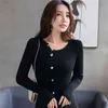 moda primavera nero sexy delle donne top e camicette causali camicie da donna camicetta fondo lavorato a maglia blusas femminile sottile 1897 50 210521