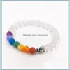 Jewelry Beaded, Bracelets Jewelrybeaded Strands 8Mm White Frosted Matte Elephant Friendship Bracelet Handmade 7Colour Chakra String Energy Y