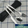 3pcs/1pc Dinnerware Portable Printed Stainless Steel Spoon Fork Steak Knife Set Travel Cutlery Tableware with Bag Fruit Fork Factory price expert design Quality