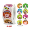 500pcs/roll 8 Designs Children Cartoon Paper Adhesive Stickers Labels 1 inch Circle Envelope Sealing Package Sticker Toys Label