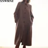 Kobiety Classic Moda Houndstooth Loose Dopasowanie Vintage Z Długim Rękawem Pockets Side Kieszenie Kobiet Odzież Odzieży Chic Płaszcz 210520